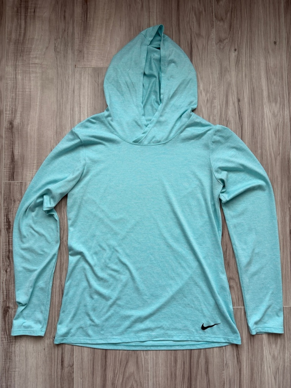 Nike Women's Light Teal Hooded Long Sleeve Top